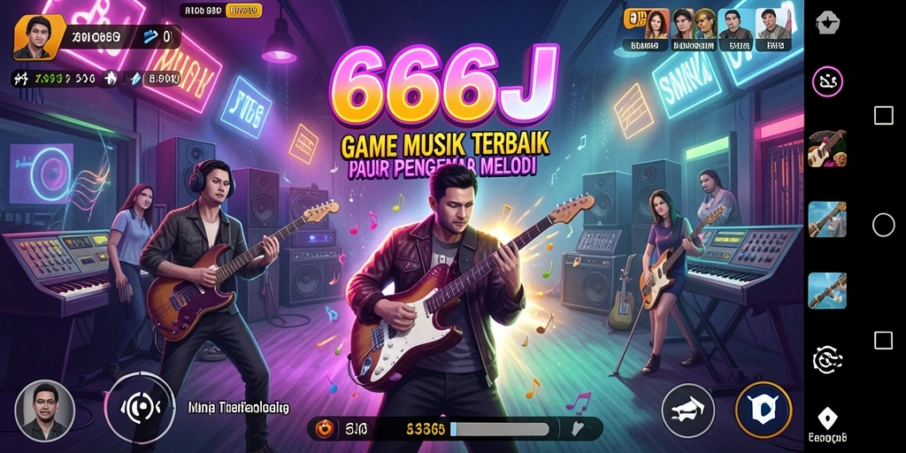 Tampilan gameplay interaktif dalam 666J yang penuh warna.