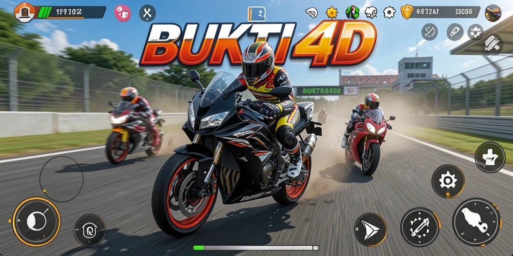 Tampilan gameplay seru dari BUKTI4D yang menampilkan balapan motor yang mendebarkan.