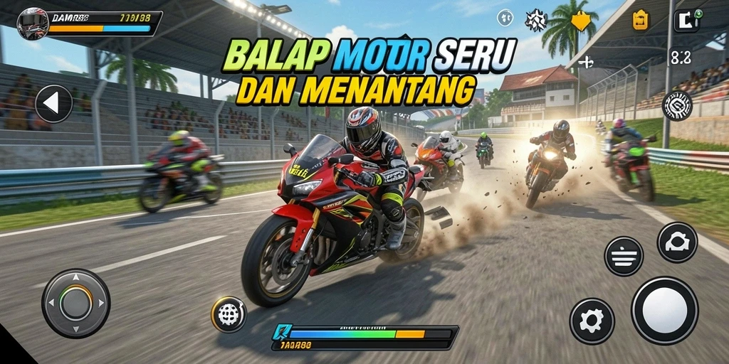 Tampilan gameplay balap motor yang menegangkan di DAM88.