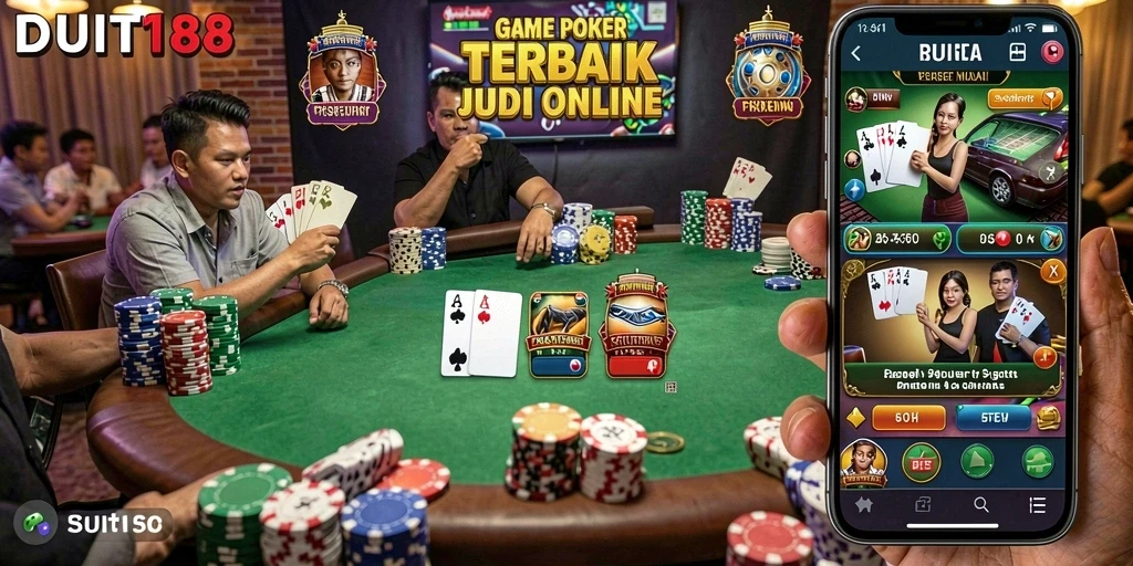 Tampilan gameplay Poker yang menarik dan interaktif dalam DUIT188.