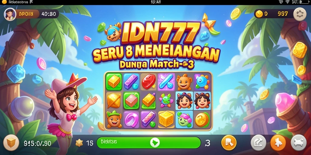 Tampilan seru gameplay Match-3 yang menantang.