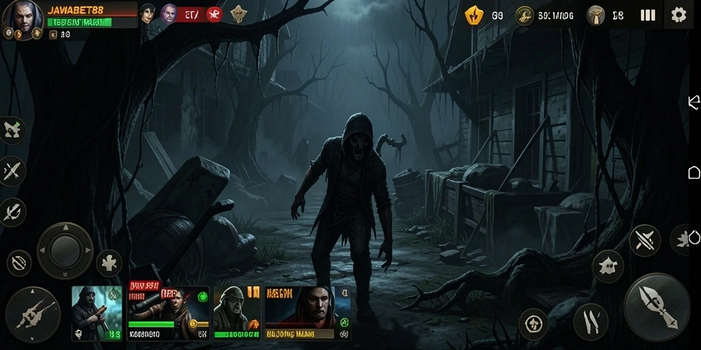 Gameplay menegangkan JAWABET88 dengan suasana horror yang kental.
