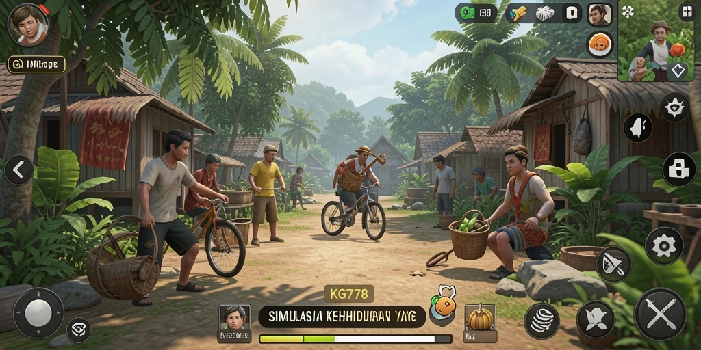 Tampilan screenshot utama KG778 menampilkan interaksi karakter yang hidup dan lingkungan yang dinamis.