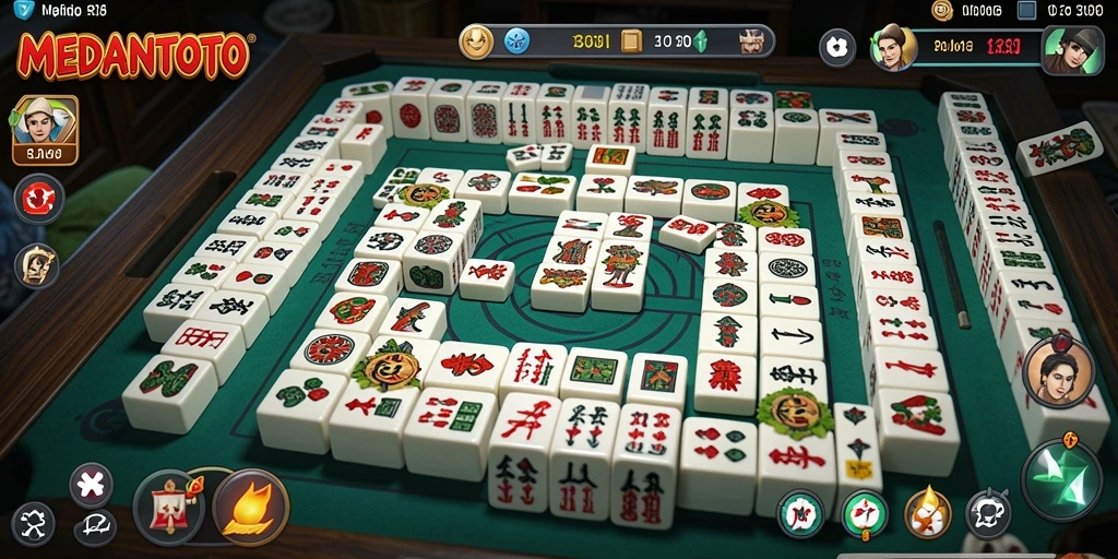 Tampilan gameplay seru dari MEDANTOTO, permainan Mahjong menarik dan menantang.