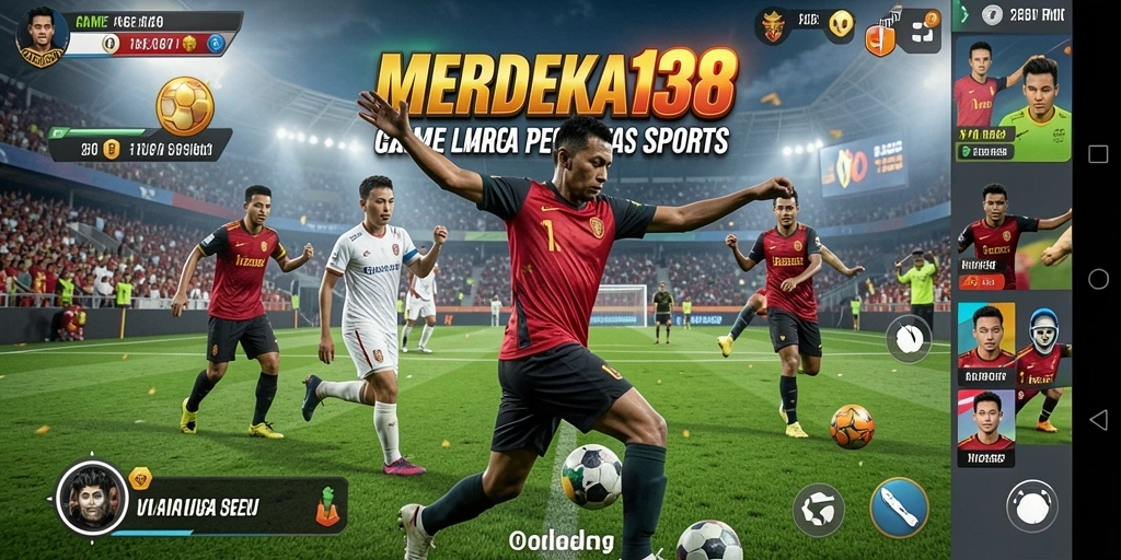 Screenshot gameplay MERDEKA138 menampilkan aksi seru para atlet di lapangan.