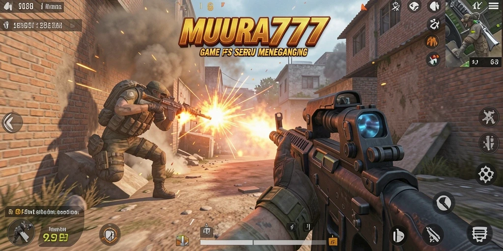 Tampilan gameplay menegangkan dalam MUARA777 dengan aksi FPS yang intens.