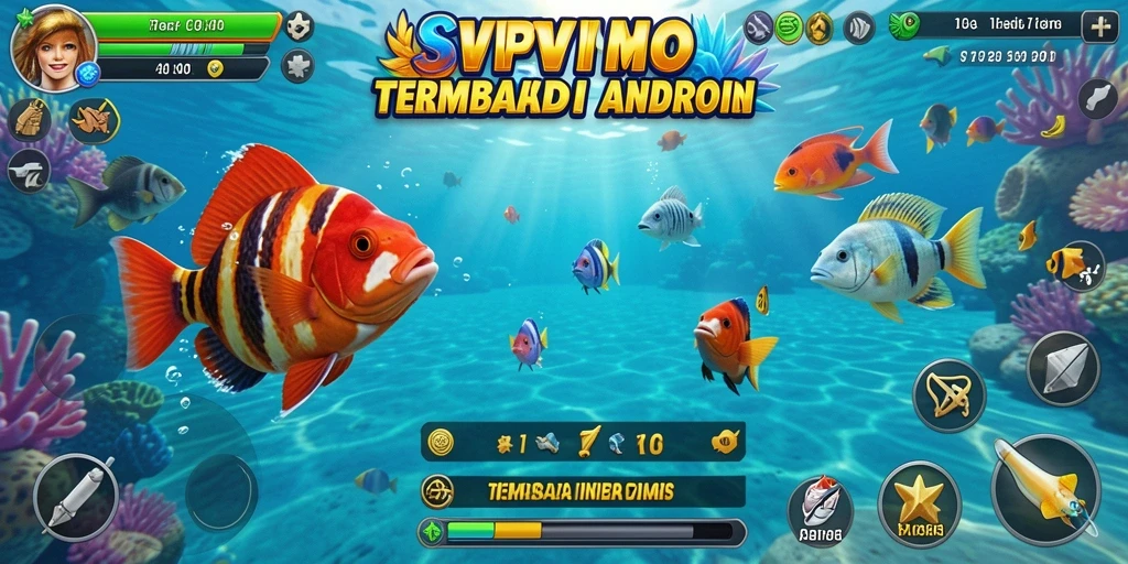 Screenshot menunjukkan aksi menembak ikan yang seru dalam SVIP2.