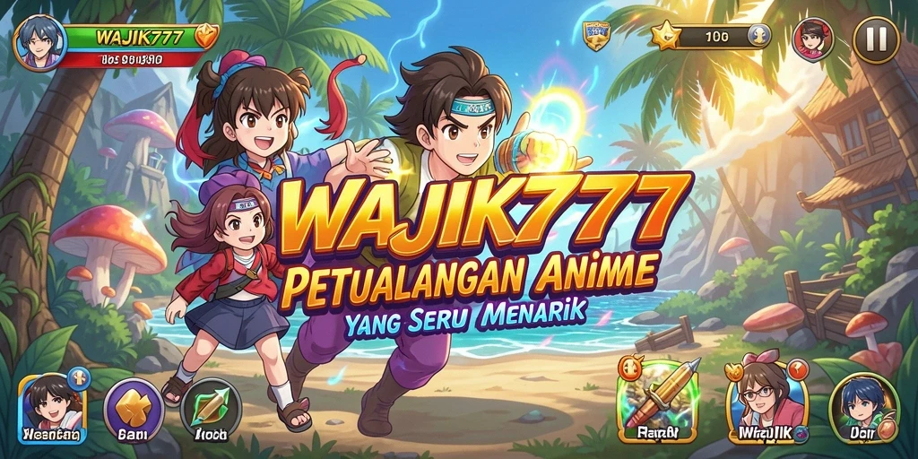 Tampilan gameplay WAJIK777 dengan karakter anime yang dinamis.